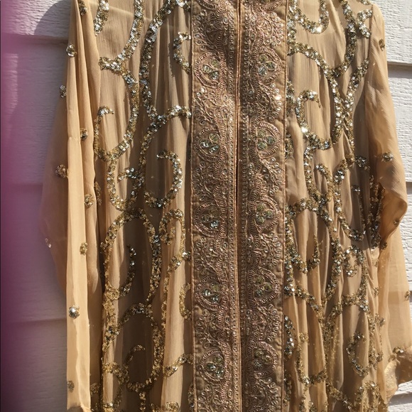 Salwar kameez in beige color , party wear - Picture 3 of 7